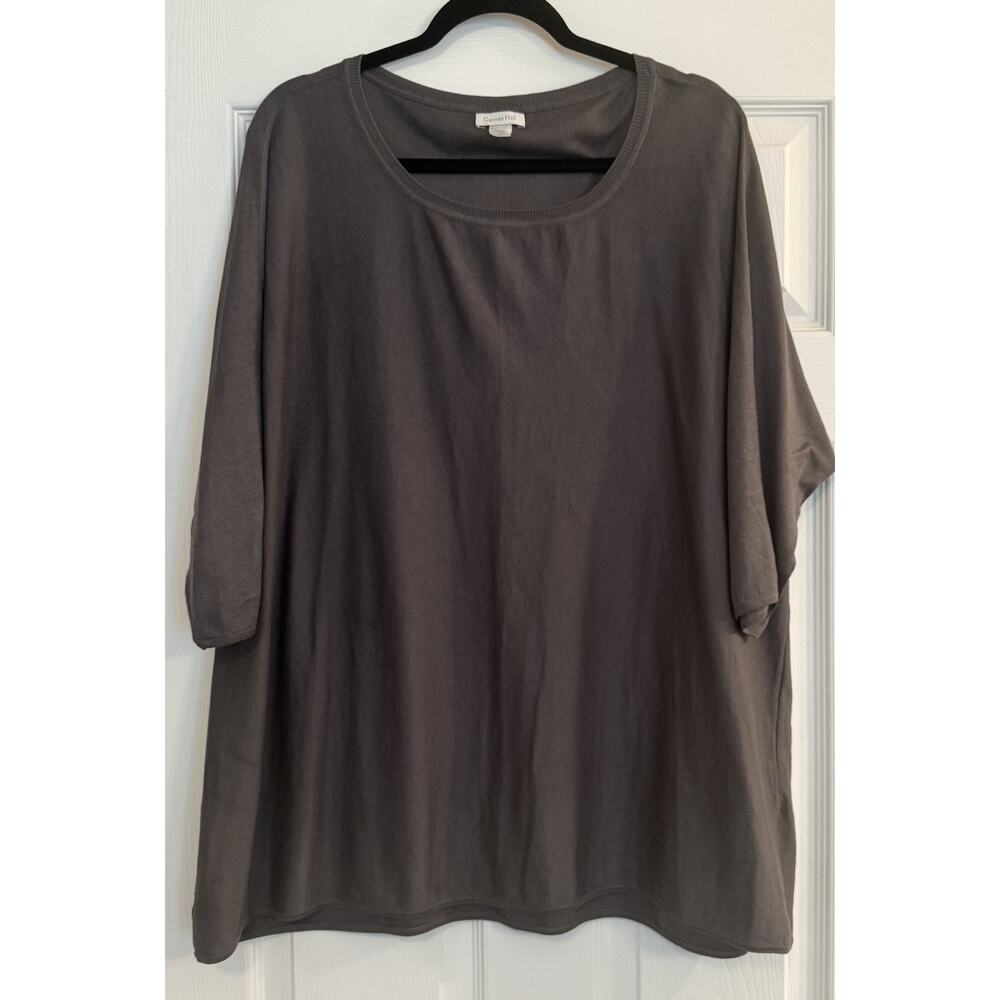 Garnet Hill Sweater Top Women’s LG Gray Silk Blend Lagenlook Oversized Dolman